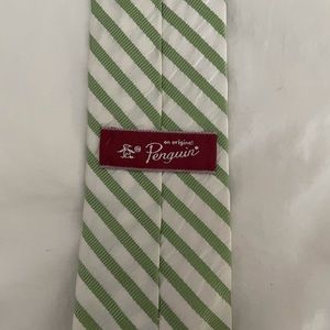 Penguin green and white tie